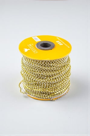 Gold Kasa SS12 3 mm Kristal Taşlı Şerit Zincir (4 Metre)