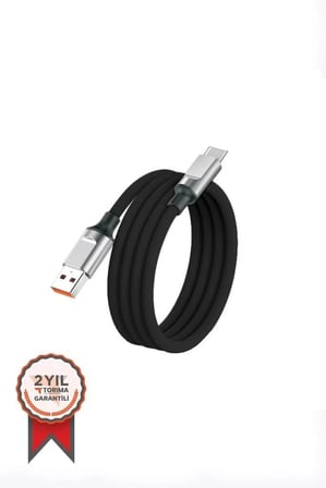 Özel Seri Ofis Elektronik Bağlantı Şarj Kablosu Type-C Silikon 3.0A Data Kablo U15 Siyah
