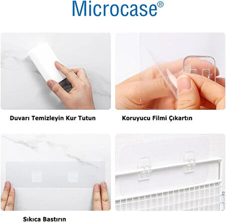 Microcase Güçlü Plastik Yapışkanlı Suya Dayanıklı Çift Başlı Banyo Mutfak Eşya Taşıma Raf Askılığı 3 Adet - Şeffaf AL4270