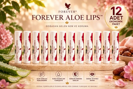 Forever Aloe Lips Aloe Vera ve Jojoba Yağı İçeren Dudak Koruyucu 12 x 4,25 g