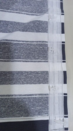 CEYLAN Home Balkon Perdesi Kuş Gözü Ölçü Seçenekli Gri Beyaz Çizgili