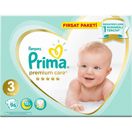 Prima Premium Care Bebek Bezi Fırsat Paketi 3 Beden 96 Adet