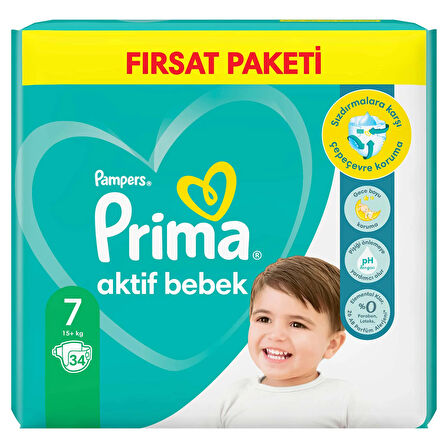 Prima Bebek Bezi Aktif Bebek Fırsat Paket 7 Beden 34 Adet