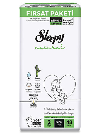 Sleepy Natural Bebek Bezi Fırsat Paketi 2 Beden 48 Adet