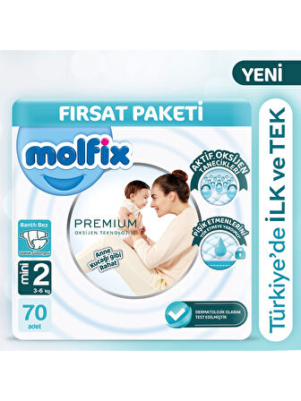 Molfix Premium Bebek Bezi Fırsat Paketi 2 Beden 3-6 Kg 70 Adet