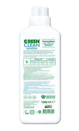 Green Clean Sensitive Parfümsüz Bitkisel Yumuşatıcı 1000ml