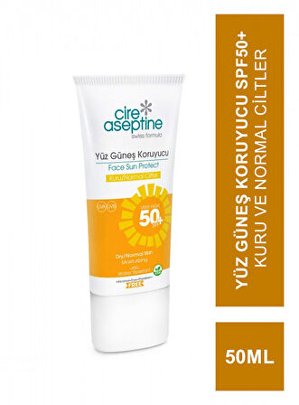 Cire Aseptine Sun Yüz Güneş Koruyucu Krem Kuru ve Normal Ciltler 50 SPF 50ml