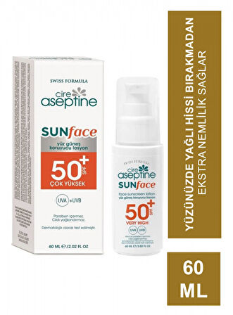 Cire Aseptine Sun Yüz Güneş Koruyucu Losyon 50 SPF 60ml