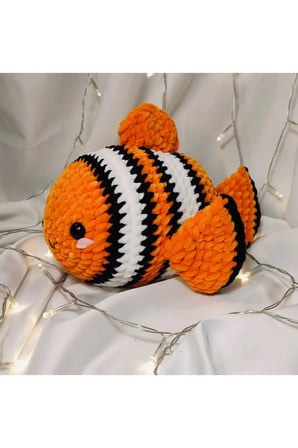 El Yapımı Amigurumi Turuncu Çizgili Balık Oyuncak - Amigurumi Peluş Oyuncak