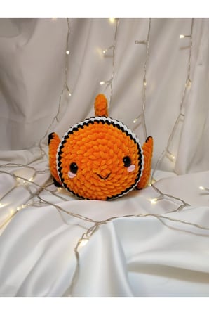 El Yapımı Amigurumi Turuncu Çizgili Balık Oyuncak - Amigurumi Peluş Oyuncak
