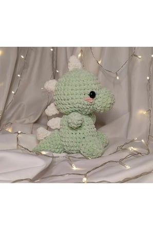 El Yapımı Tek Parça Tığ İşi Peluş: Dino Amigurumi
