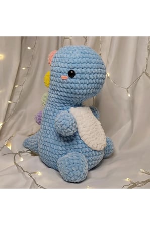 El Yapımı Tek Parça Tığ İşi Peluş: Jumbo Dino Amigurumi