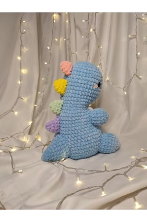 El Yapımı Tek Parça Tığ İşi Peluş: Jumbo Dino Amigurumi