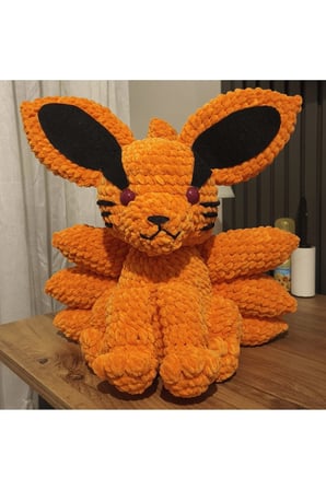 El Yapımı Tek Parça Tığ İşi Peluş: Kurama Amigurumi