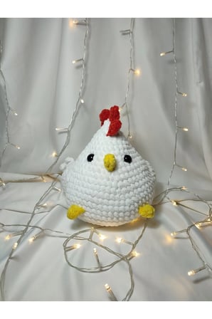 El Yapımı Tek Parça Tığ İşi Peluş: Tavuk Amigurumi