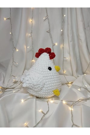 El Yapımı Tek Parça Tığ İşi Peluş: Tavuk Amigurumi