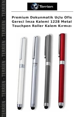 Premium Dokunmatik Uçlu Ofis Gereci İmza Kalemi 1228 Metal Touchpen Roller Kalem Kırmızı