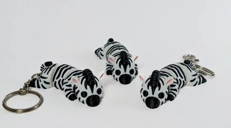 3D Baskı Zebra Anahtarlık – Sevimli Zebra Figür Anahtarlık