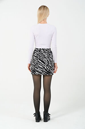 Spor Mini Etek Zebra Desen Jakar Kışlık Kumaş