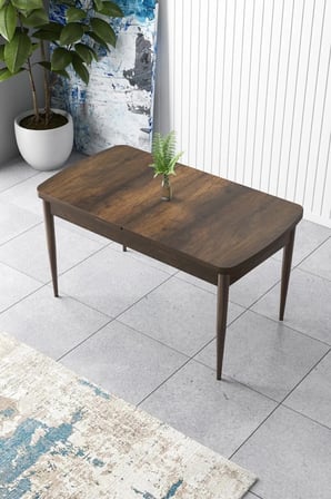 Zen Serisi 80x132 Mdf Açılabilir Barok Ahşap Desen Masa Takımı Ve 4 Krem Sandalye