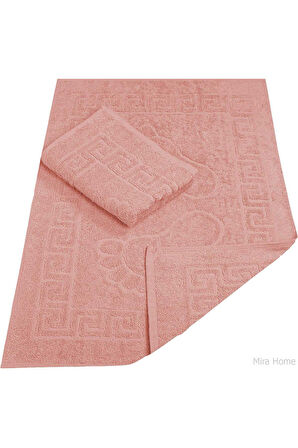 2 Li Banyo Ayak Havlusu &amp;#37;100 Pamuk 50X70 Cm Menesch Somon