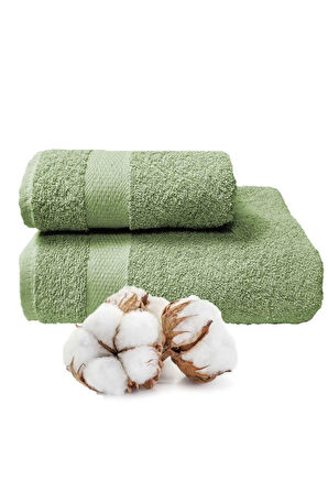 2 li Banyo Havlu Takımı &amp;#37;100 Pamuklu Dry Yeşil