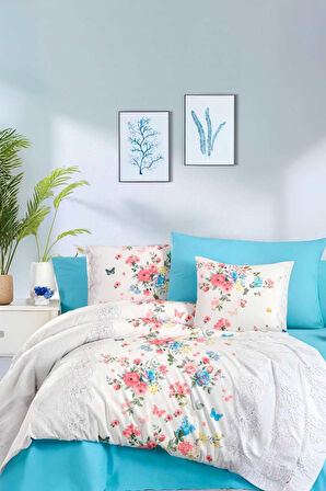 Çift Kişilik Ranforce Nevresim Takımı &amp;#37;100 Pamuklu Butterfly