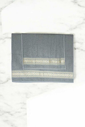 2 Parça Elysium Premium Banyo Havlu Seti  &amp;#37;100 Pamuk 70x140 Cm Gri
