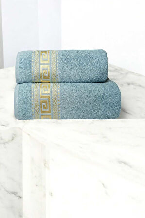 2 Parça Elysium Premium Banyo Havlu Seti  &amp;#37;100 Pamuk 70x140 Cm Yeşil
