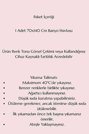 Nayra &amp;#37;100 Pamuklu Banyo Havlusu 70x140 Cm Pembe