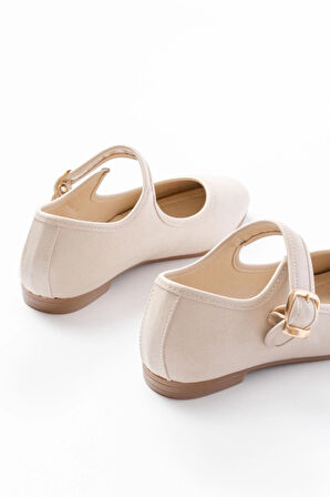 2606 Bej Baretli Günlük Kadın Ayakkabı