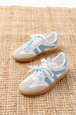 M-6005 Mavi Garni  Bağcıklı Termo Taban Günlük Kadın Spor