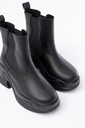 Fz-2400 Siyah Yüksek Tabanlı Lastikli Günlük Kadın Bot