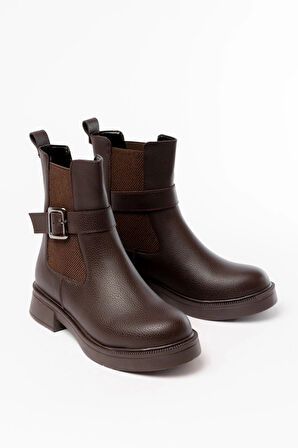 02-2004 Kahverengi Toka Aksesuarlı Lastikli Günlük Kadın Bot