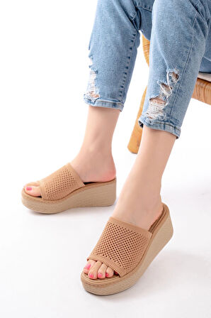 232-460 Nut Triko Günlük Ortopedik Dolgu Topuk Kadın Terlik