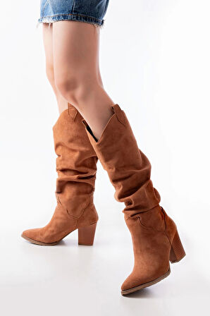 Ls-1884 Taba Süet Günlük Kadın Çizme