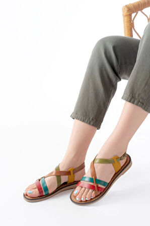 205-05 Multi Ortopedik Hakiki Deri Kadın Sandalet