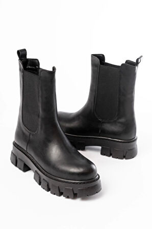 Fz-299 Siyah Yüksek Tabanlı Lastikli Günlük Kadın Bot