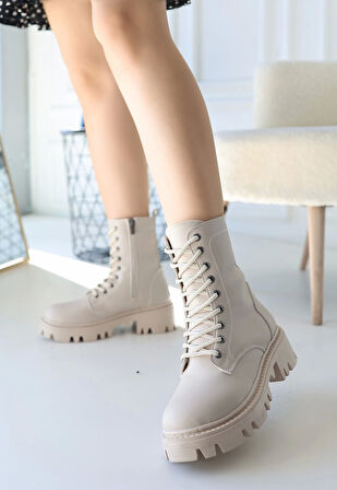 Flona Bej Cilt Bağcıklı Bot