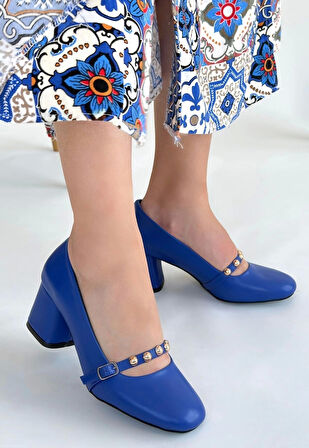 Tino Mavi Cilt Topuklu Ayakkabı