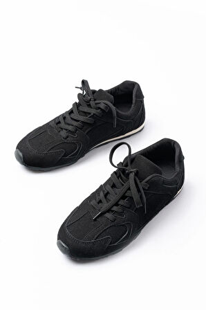 Rs-01 Siyah Süet İnce Taban Günlük Spor Ayakkabı