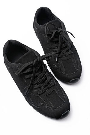 Rs-01 Siyah Süet İnce Taban Günlük Spor Ayakkabı