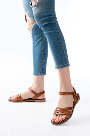 205-037 Taba Hakiki Deri Ortopedik Taban Kadın Sandalet