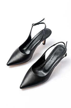 St-1152 Siyah Günlük 7 Cm Topuklu Kadın Ayakkabı