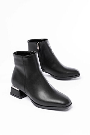Rm-500 Siyah Topuklu Fermuarlı Günlük Kadın Bot