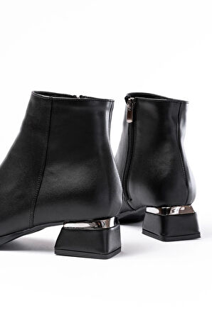 Rm-500 Siyah Topuklu Fermuarlı Günlük Kadın Bot