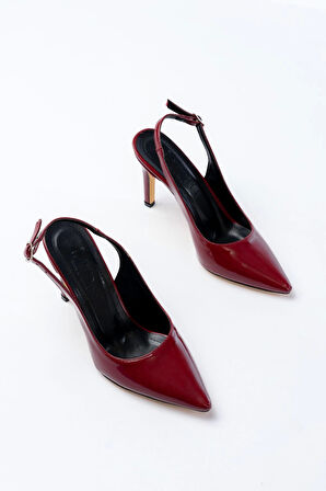 St-1153 Bordo Rugan Günlük Arkası Açık 9 Cm Topuklu Kadın Ayakkabı