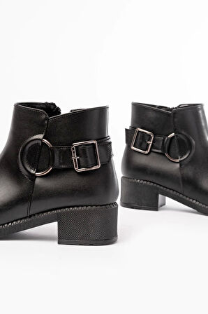 270-3030 Siyah Toka Aksesuarlı Fermuarlı Günlük Kadın Bot