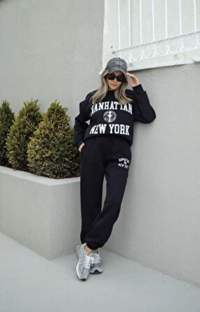 Manhattan New York Baskılı Regular/normal Kalıp 3 Ip Şardonlu Kadın Sweatshirt