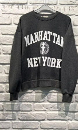 Manhattan New York Baskılı Regular/normal Kalıp 3 Ip Şardonlu Kadın Sweatshirt